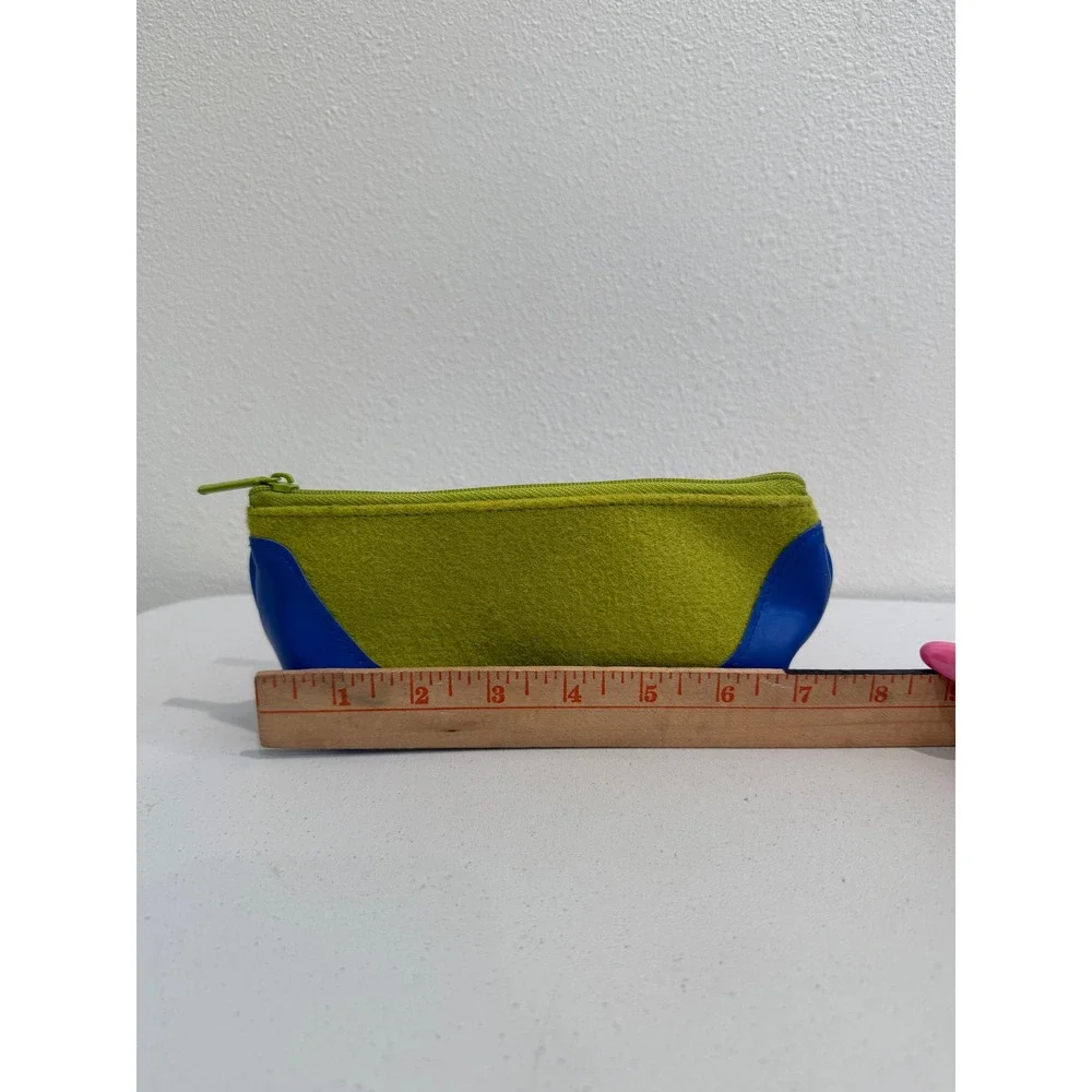 Clinique Makeup Bag Lime Green Felt Cobalt Blue Zip Pouch Cosmetic Case